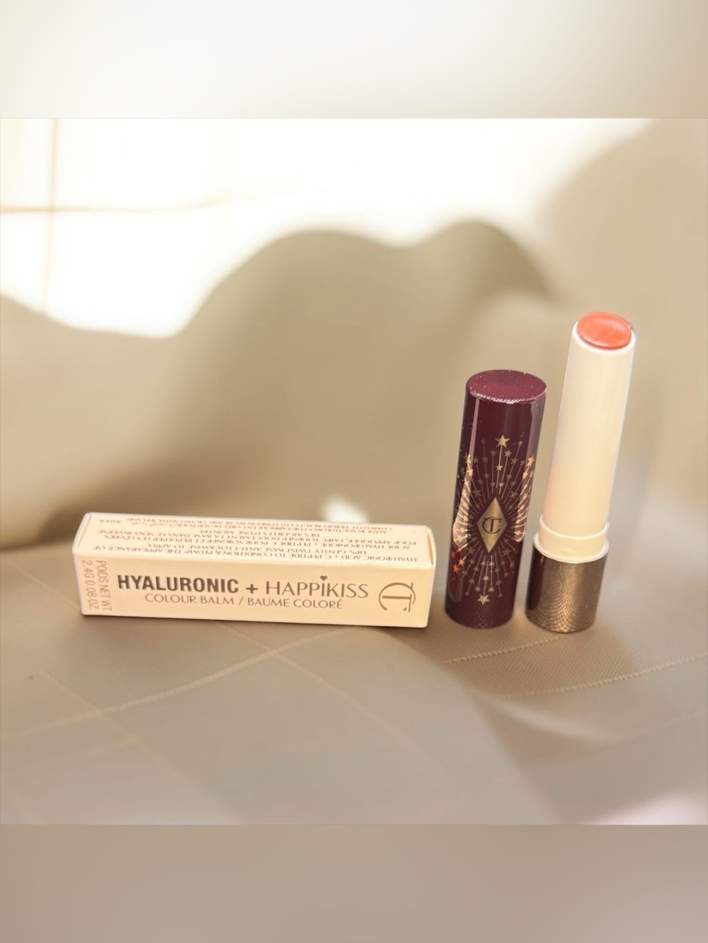 🧡CHARLOTTE TILBURY🧡Hyaluronic + Happikiss Colour Balm in Happipeach/NIP